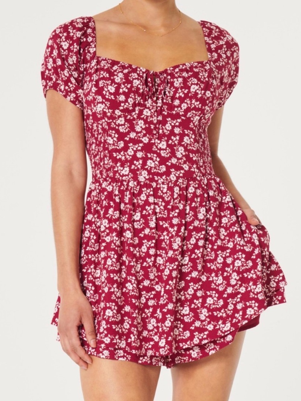 Hollister Red Floral Romper